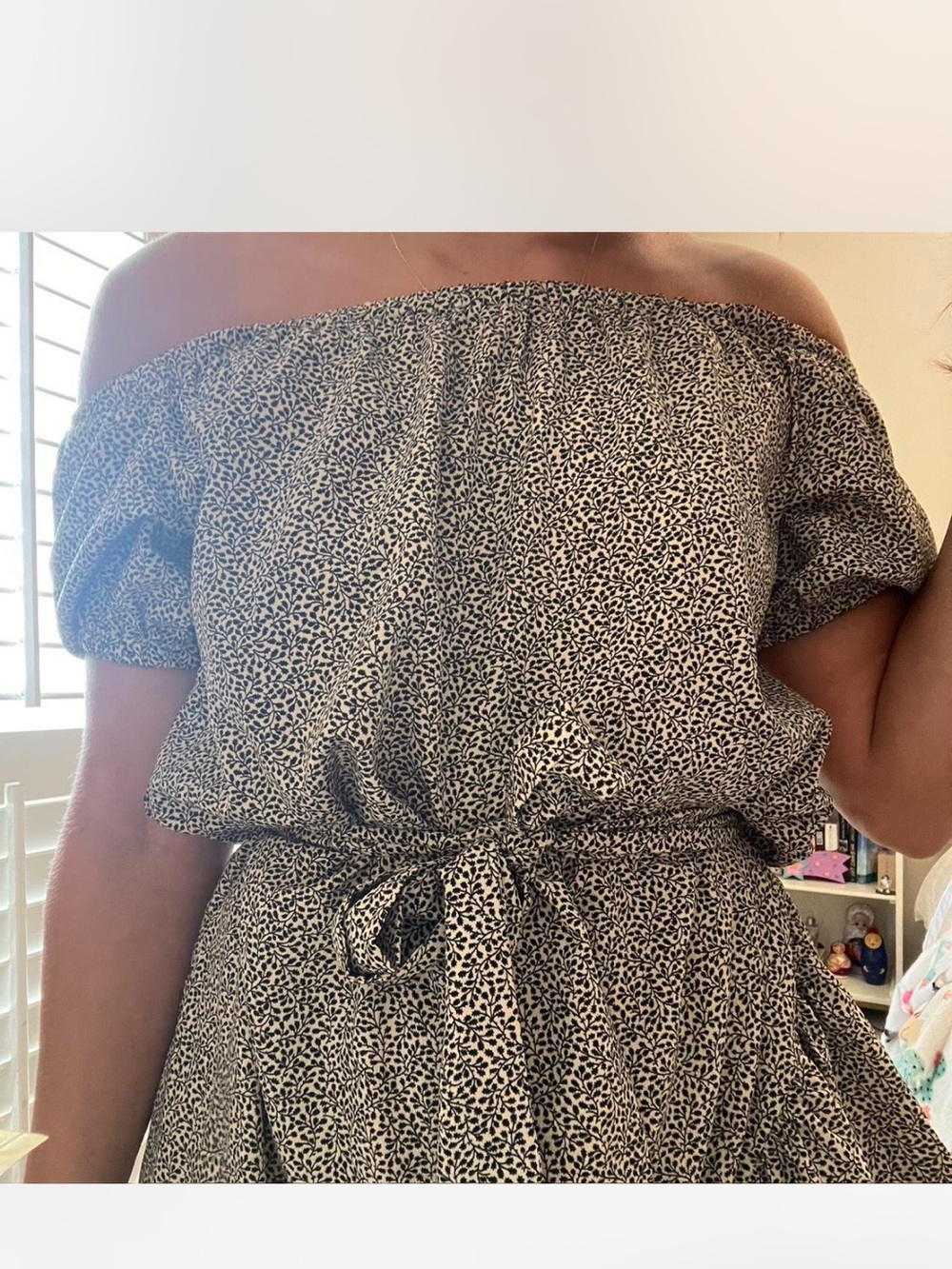 H&M Black and White Off-Shoulder Midi Dress